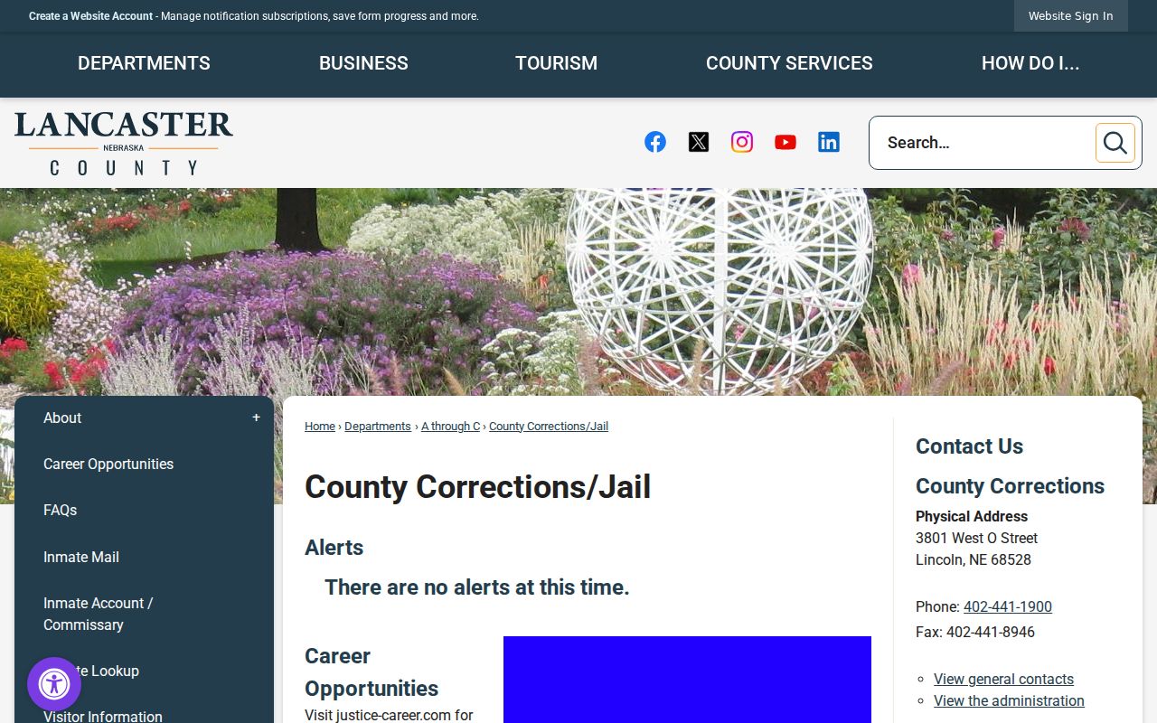 Lancaster County arrest booking facility and jail information