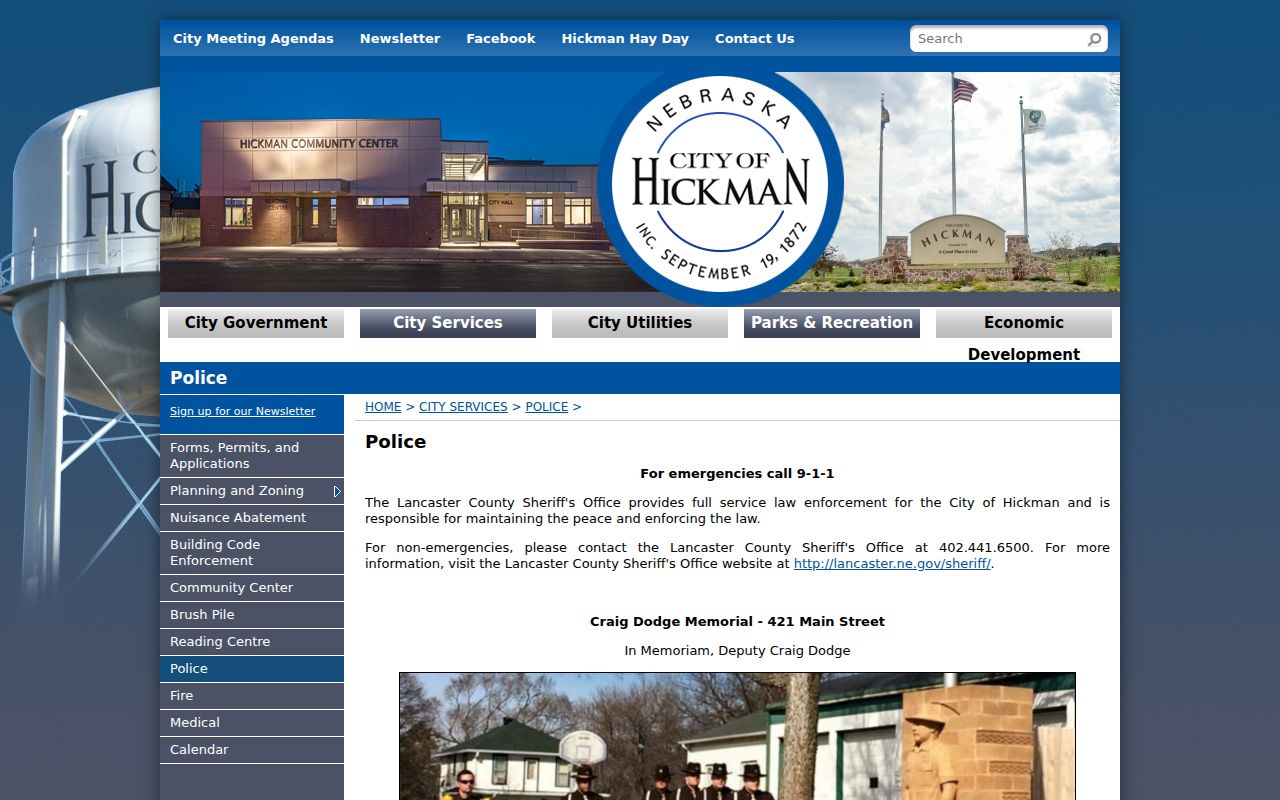 Hickman criminal history page showing Lancaster County Sheriff contract