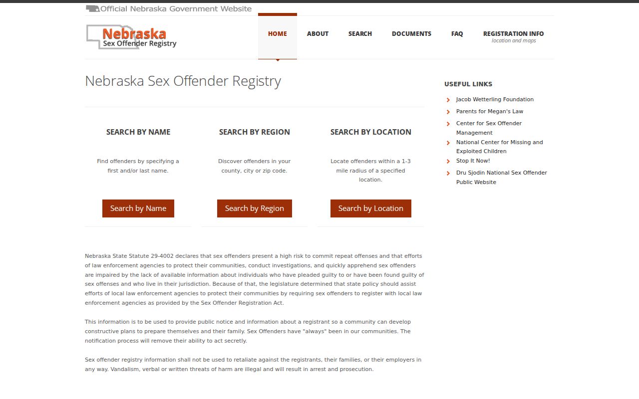 Lancaster County sex offender registry name, region, and location search choices