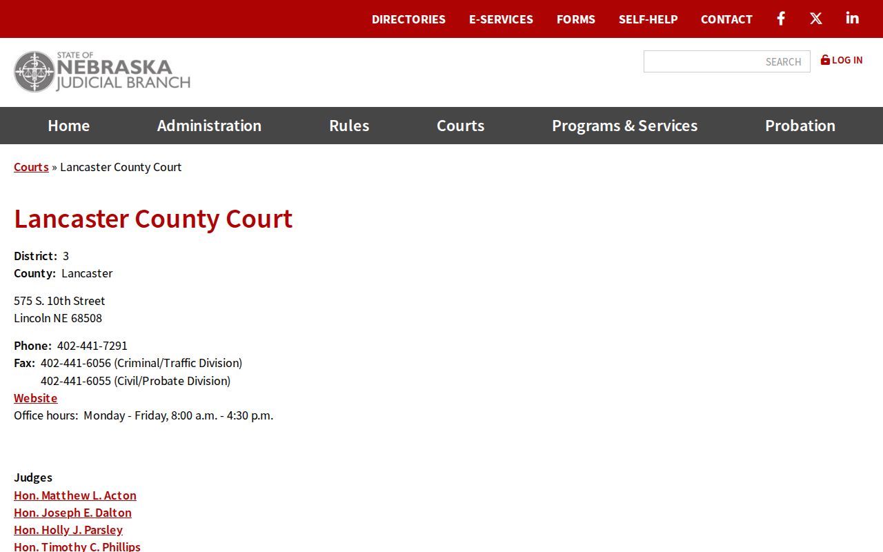 Lancaster County Court destination for Waverly criminal court records